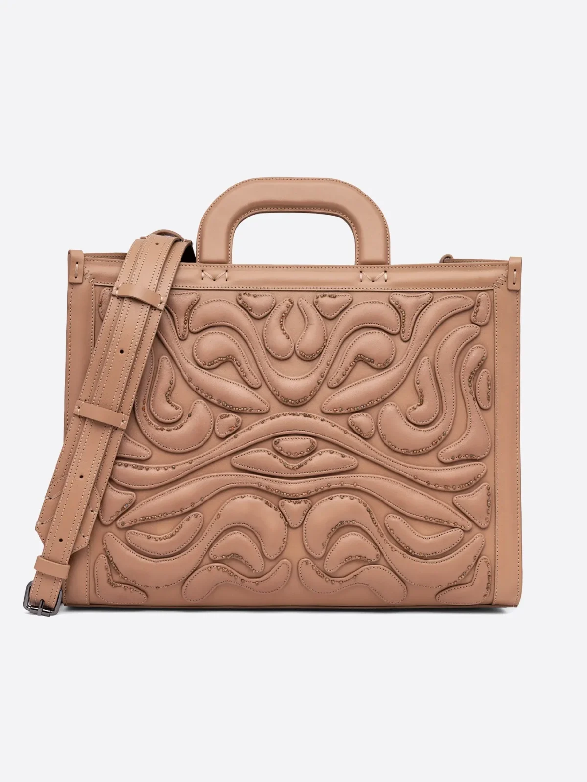 Didelė dekoruota rankinė – Smėlinė